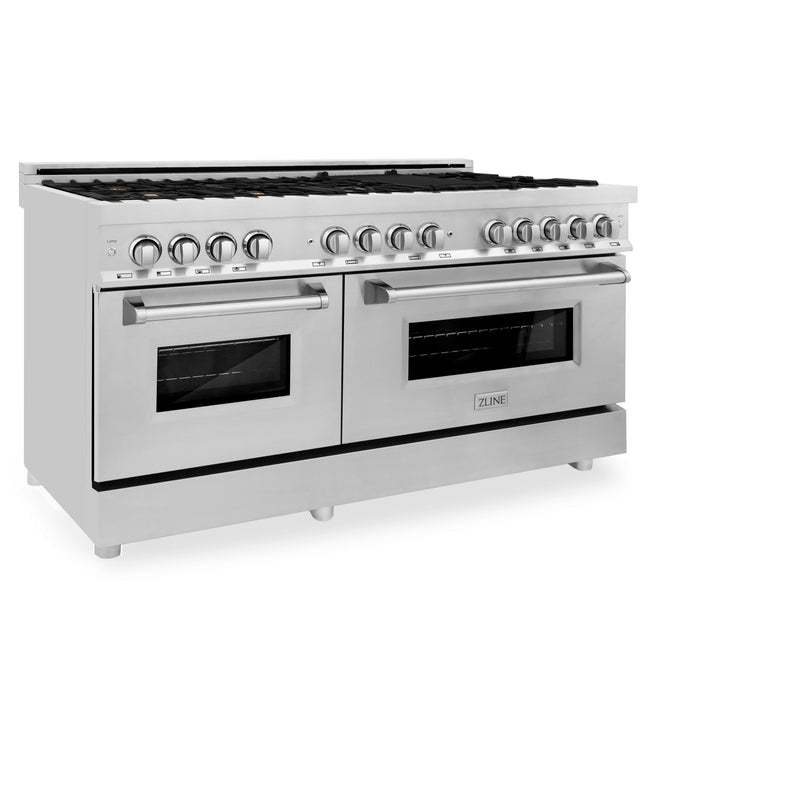 ZLINE 60 in. 7.4 cu. ft. Dual Fuel Range with Gas Stove and Electric Oven in Stainless Steel with Brass Burners (RA-BR-60)