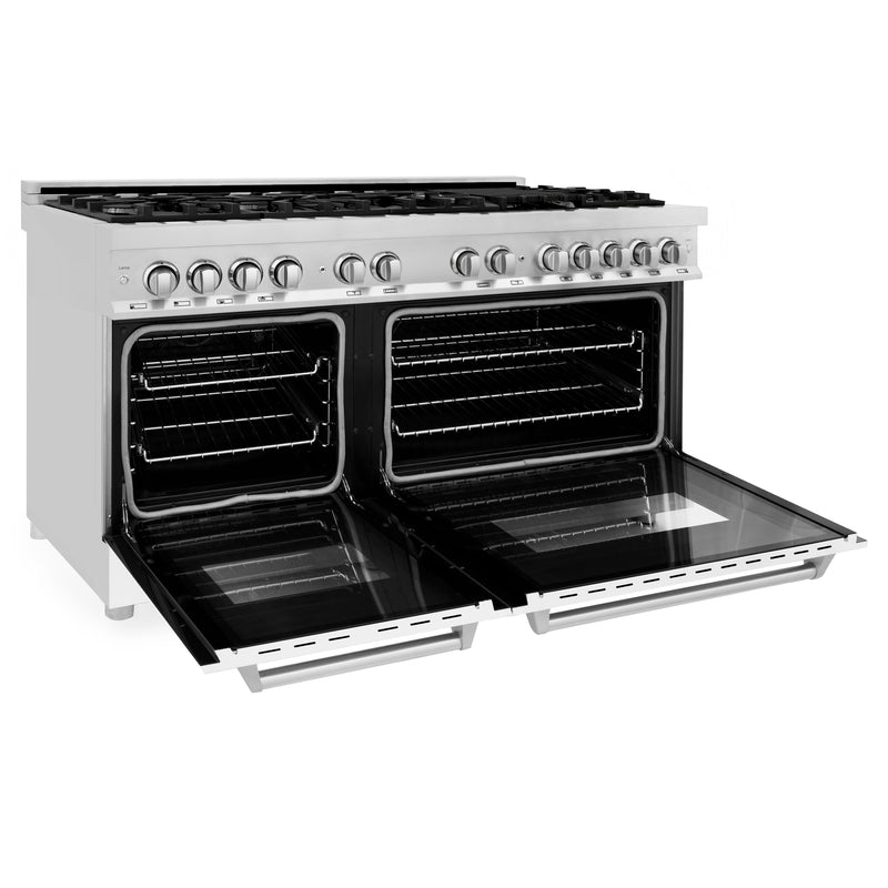 ZLINE 60 in. 7.4 cu. ft. Dual Fuel Range with Gas Stove and Electric Oven in Stainless Steel with White Matte Door (RA-WM-60)