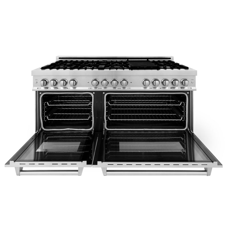 ZLINE 60 in. Kitchen Package with Stainless Steel Dual Fuel Range and Convertible Vent Range Hood (2KP-RARH60)