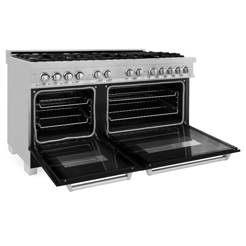 ZLINE 60 in. 7.4 cu. ft. Dual Fuel Range with Gas Stove and Electric Oven in Fingerprint Resistant Stainless Steel with Black Matte Door (RAS-BLM-60)