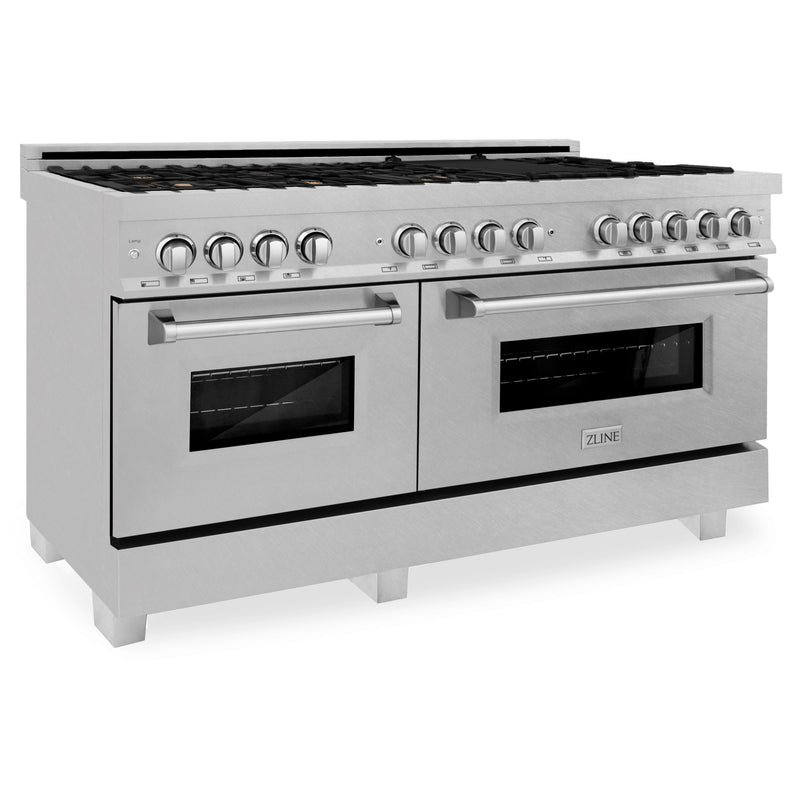 ZLINE 60 in. 7.4 cu. ft. Dual Fuel Range with Gas Stove and Electric Oven in Fingerprint Resistant Stainless Steel with Brass Burners (RAS-BR-60)