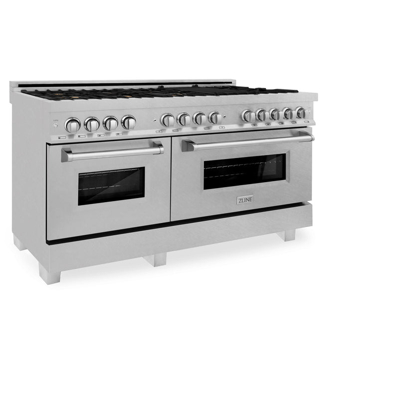 ZLINE 60 in. 7.4 cu. ft. Dual Fuel Range with Gas Stove and Electric Oven in Fingerprint Resistant Stainless Steel with Brass Burners (RAS-BR-60)