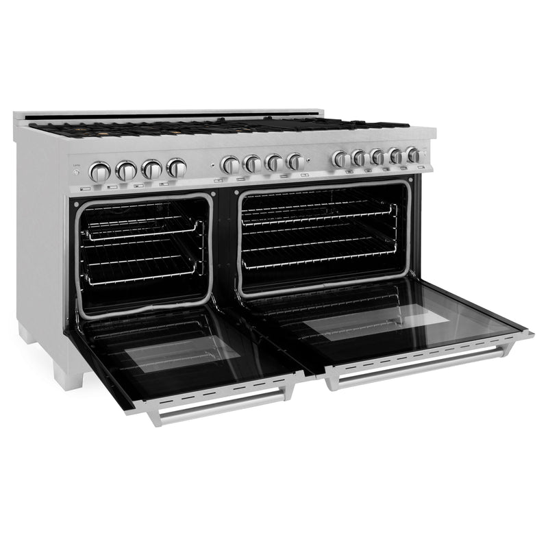 ZLINE 60 in. 7.4 cu. ft. Dual Fuel Range with Gas Stove and Electric Oven in Fingerprint Resistant Stainless Steel with Brass Burners (RAS-BR-60)