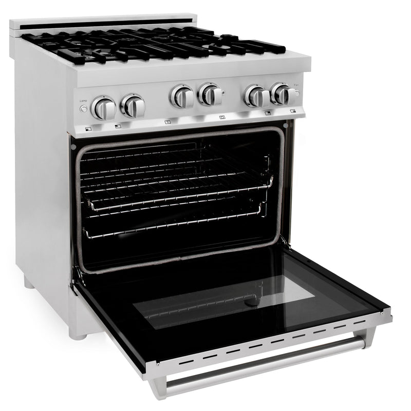 ZLINE 30 in. Kitchen Package with Stainless Steel Gas Range and Convertible Vent Range Hood (2KP-RGRH30)