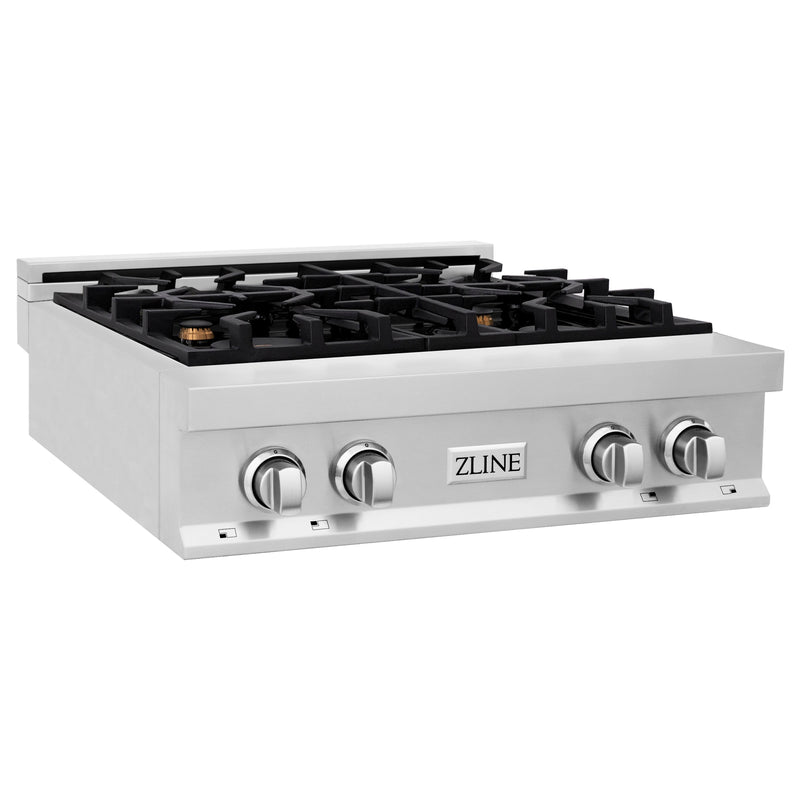 ZLINE 30 in. Porcelain Gas Stovetop with 4 Gas Brass Burners (RT-BR-30)