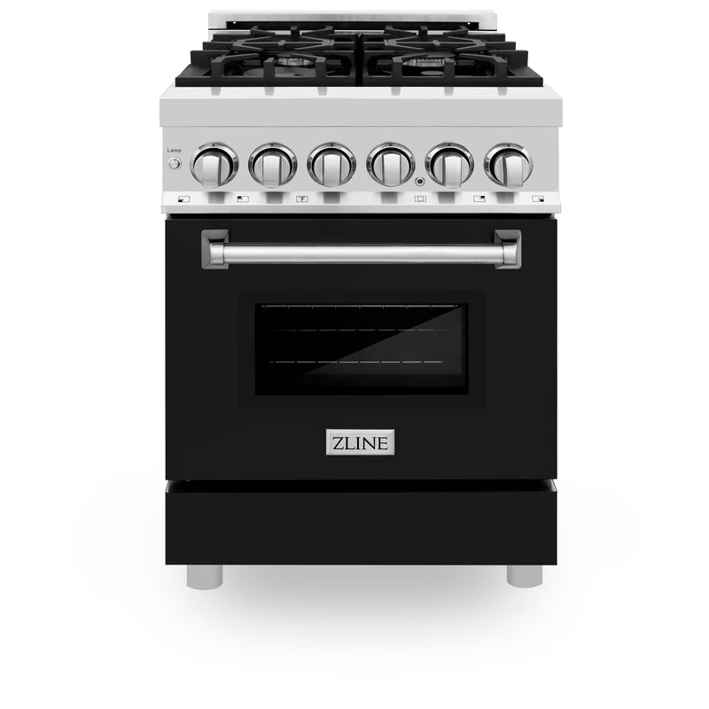 ZLINE 24 in. 2.8 cu. ft. Range with Gas Stove and Gas Oven in Stainless Steel with Black Matte Door (RG-BLM-24)