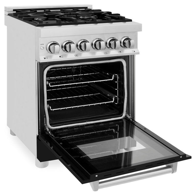 ZLINE 24 in. 2.8 cu. ft. Range with Gas Stove and Gas Oven in Stainless Steel with Black Matte Door (RG-BLM-24)