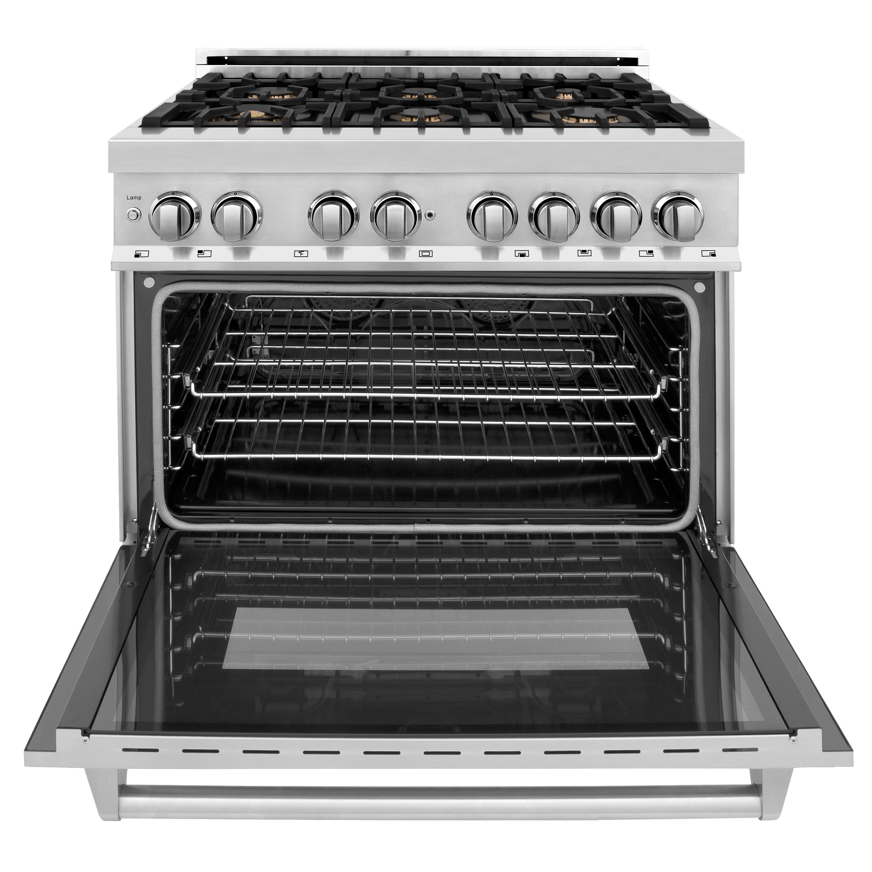 ZLINE 36 in. Dual Fuel Range with Gas Stove and Electric Oven in Stainless Steel with Brass Burners (RA-BR-36)