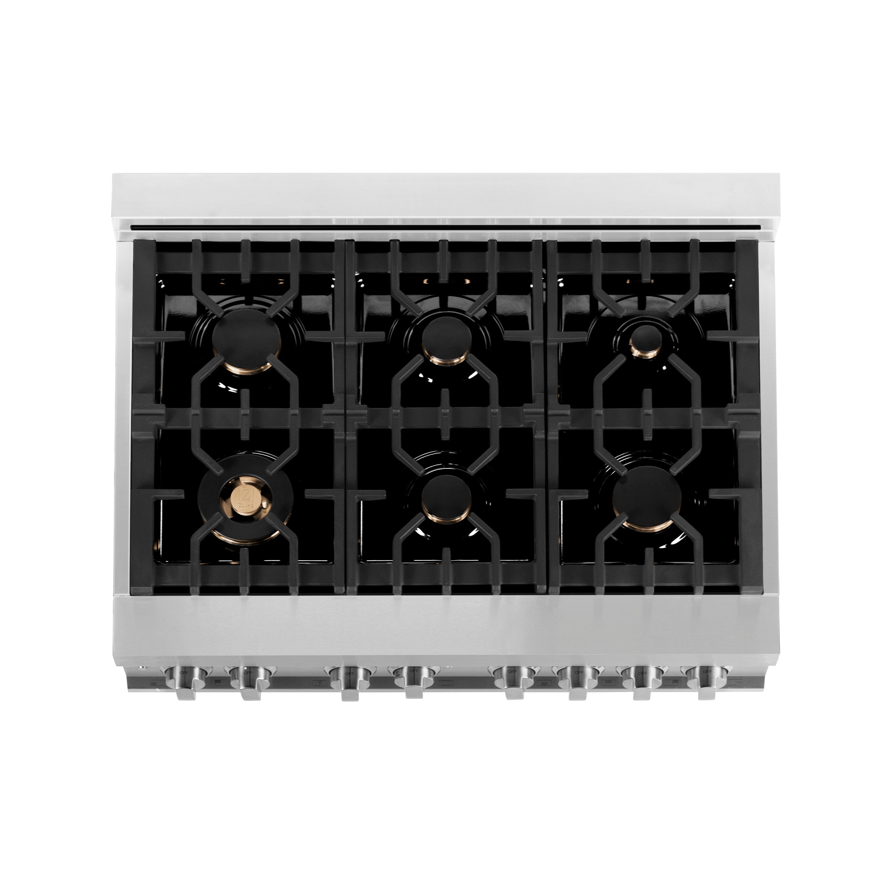 ZLINE 36 in. Dual Fuel Range with Gas Stove and Electric Oven in Stainless Steel with Brass Burners (RA-BR-36)