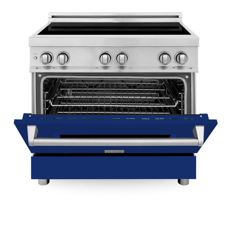 ZLINE 36 in. 4.6 cu. ft. Induction Range with a 4 Element Stove and Electric Oven with Blue Gloss Door (RAIND-BG-36)