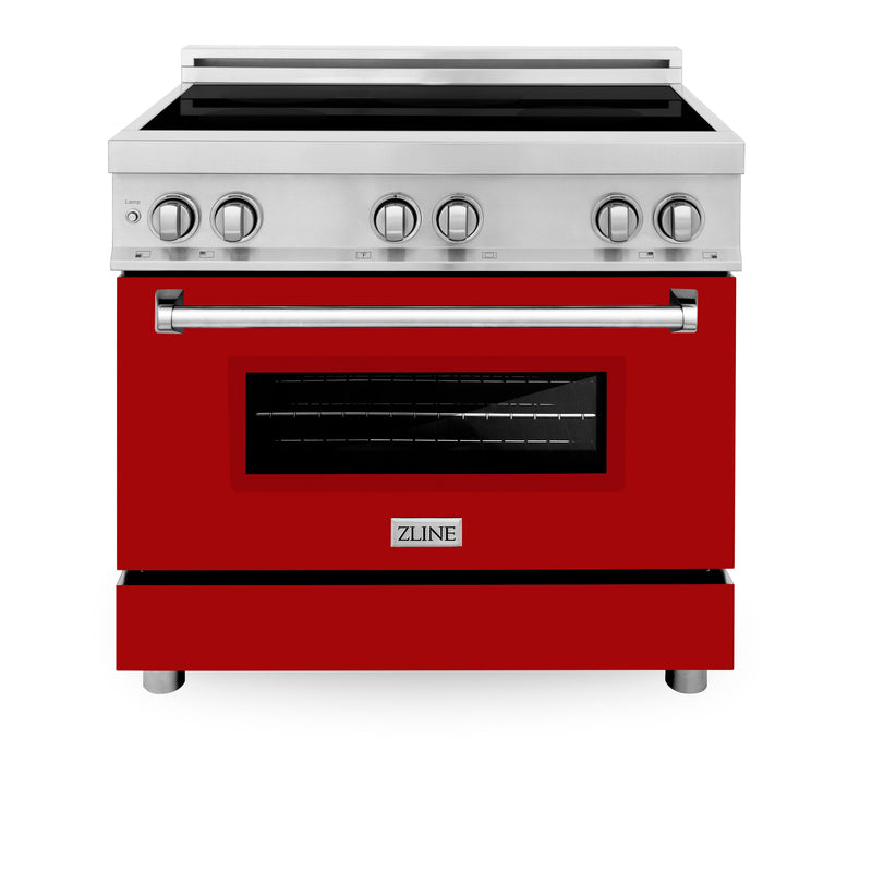 ZLINE 36 in. 4.6 cu. ft. Induction Range with a 4 Element Stove and Electric Oven with Red Gloss Door (RAIND-RG-36)