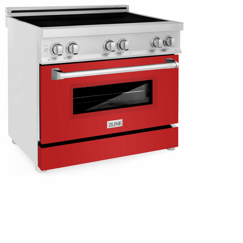 ZLINE 36 in. 4.6 cu. ft. Induction Range with a 4 Element Stove and Electric Oven with Red Matte Door (RAIND-RM-36)