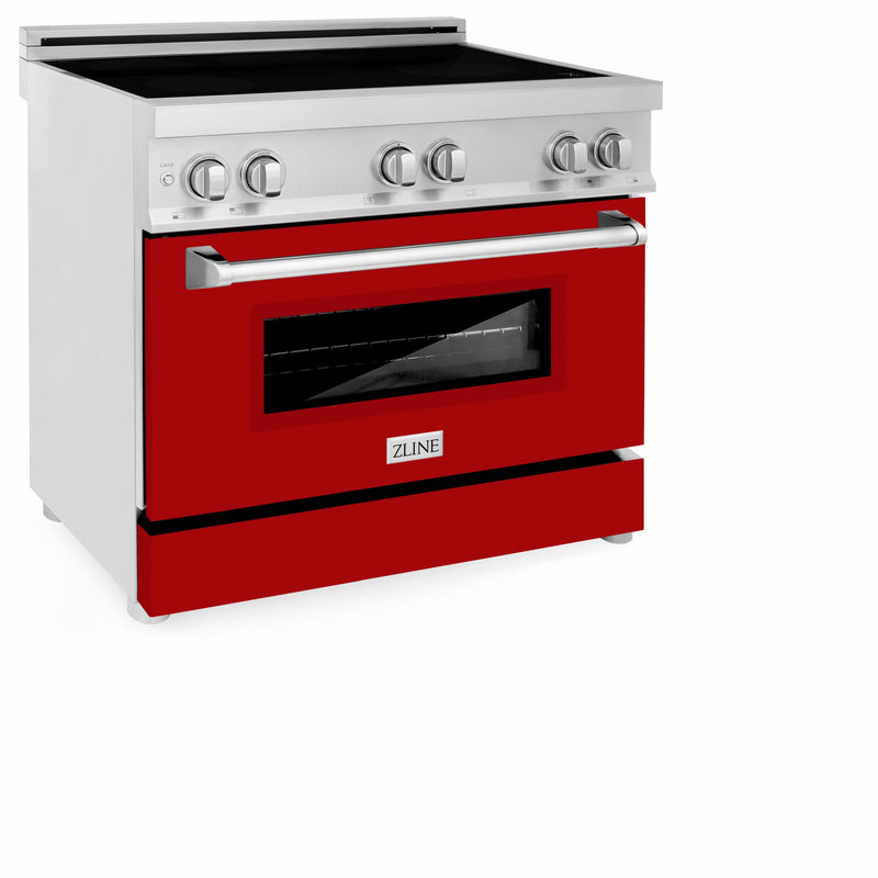 ZLINE 36 in. 4.6 cu. ft. Induction Range with a 4 Element Stove and Electric Oven with Red Gloss Door (RAIND-RG-36)