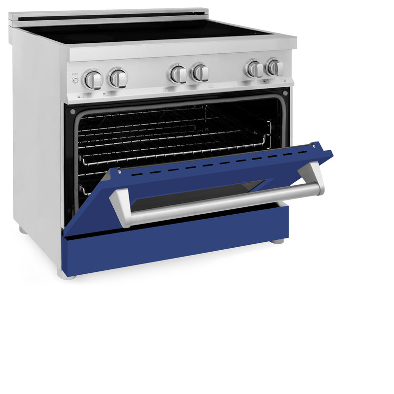 ZLINE 36 in. 4.6 cu. ft. Induction Range with a 4 Element Stove and Electric Oven with Blue Matte Door (RAIND-BM-36)