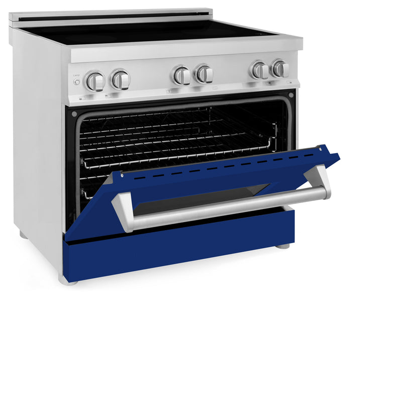 ZLINE 36 in. 4.6 cu. ft. Induction Range with a 4 Element Stove and Electric Oven with Blue Gloss Door (RAIND-BG-36)