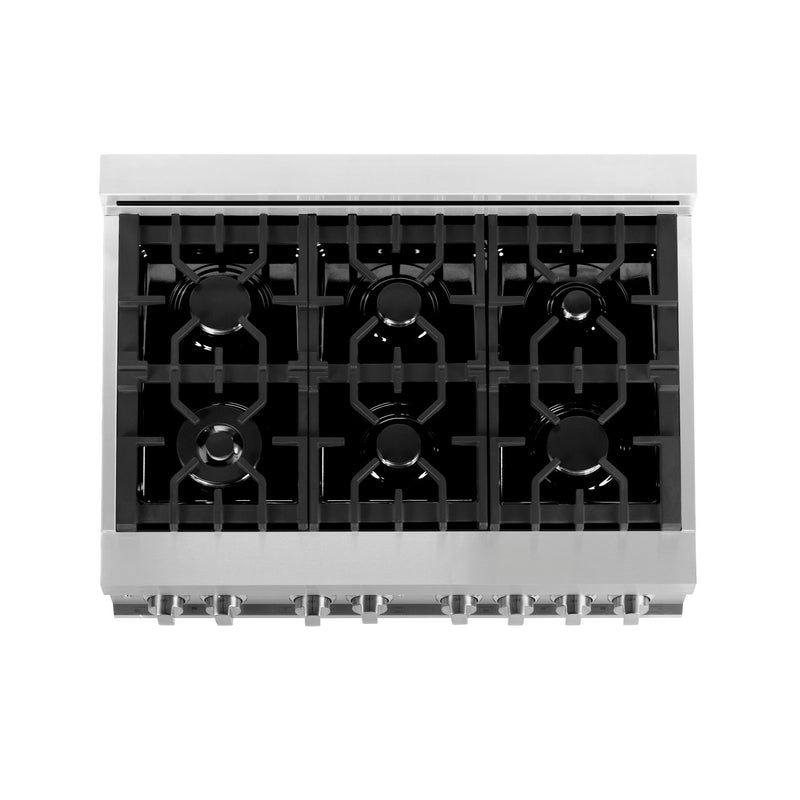 ZLINE 36 in. 4.6 cu. ft. Electric Oven and Gas Cooktop Dual Fuel Range with Griddle in Stainless Steel (RA-GR-36)