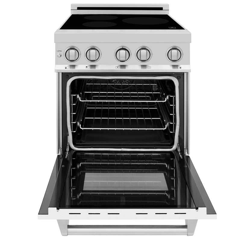 ZLINE 24 IN. 2.8 cu. ft. Induction Range with a 3 Element Stove and Electric Oven in Stainless Steel with White Matte Door(RAIND-WM-24)