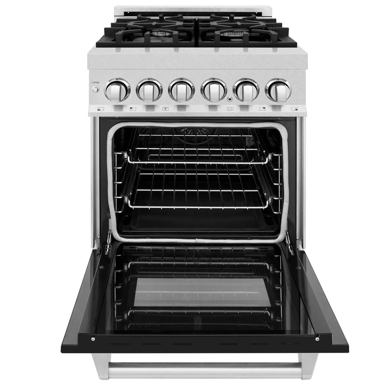 ZLINE 24 in. Professional Dual Fuel Range in Fingerprint Resistant Stainless Steel with Black Matte Door (RAS-BLM-24)