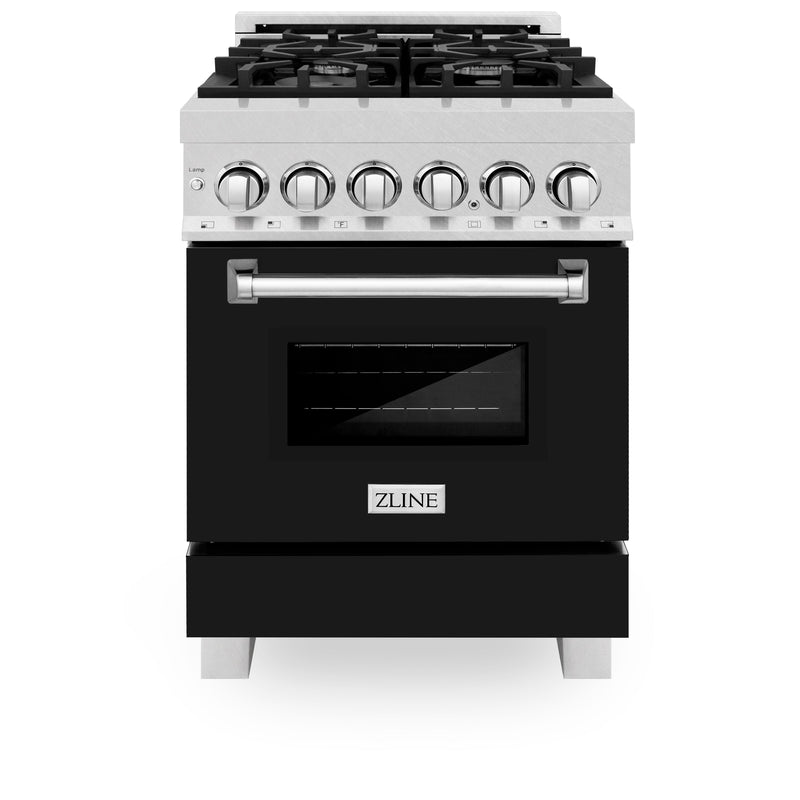 ZLINE 24 in. Professional Dual Fuel Range in Fingerprint Resistant Stainless Steel with Black Matte Door (RAS-BLM-24)