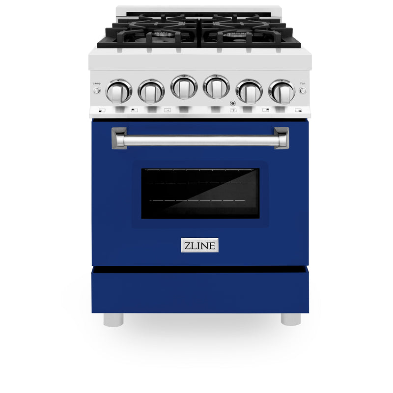 ZLINE 24 in. 2.8 cu. ft. Range with Gas Stove and Gas Oven in Stainless Steel with Blue Gloss Door (RG-BG-24)