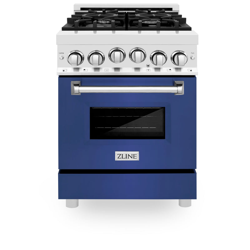 ZLINE 24 in. 2.8 cu. ft. Range with Gas Stove and Gas Oven in Stainless Steel with Blue Matte Door (RG-BM-24)