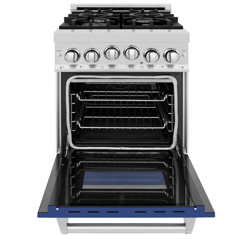 ZLINE 24 in. 2.8 cu. ft. Range with Gas Stove and Gas Oven in Fingerprint Resistant Stainless Steel with Blue Matte (RGS-BM-24)