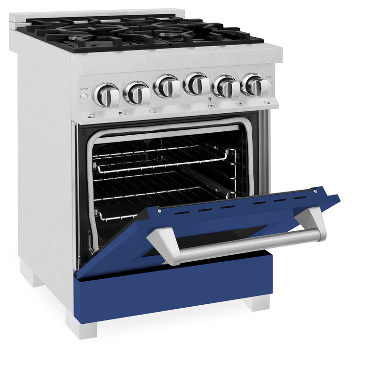 ZLINE 24 in. 2.8 cu. ft. Range with Gas Stove and Gas Oven in Fingerprint Resistant Stainless Steel with Blue Matte (RGS-BM-24)