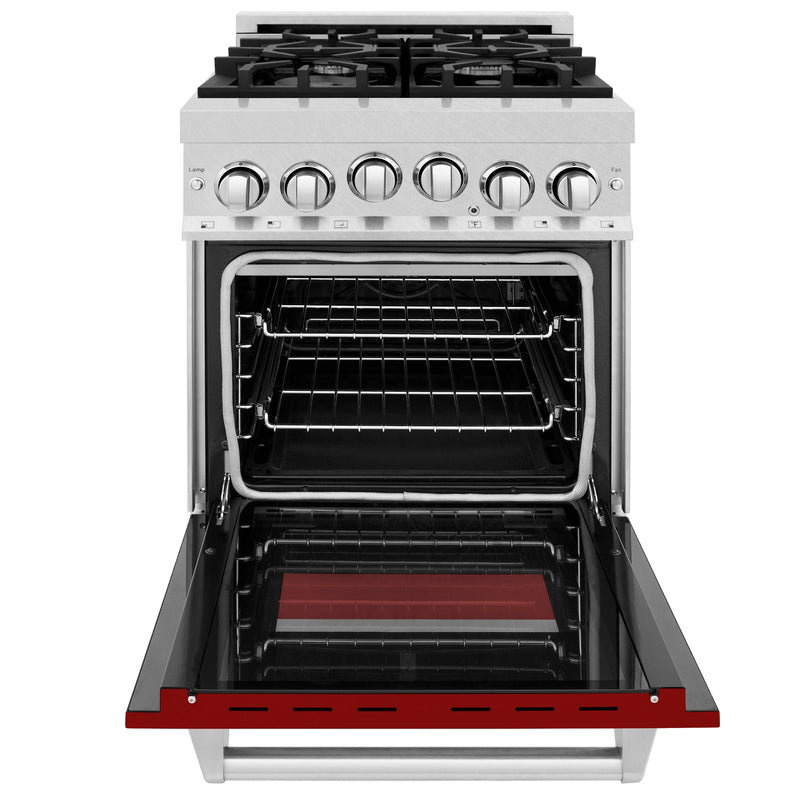 ZLINE 24 in. 2.8 cu. ft. Range with Gas Stove and Gas Oven in Fingerprint Resistant Stainless Steel with Red Gloss Door (RGS-RG-24)
