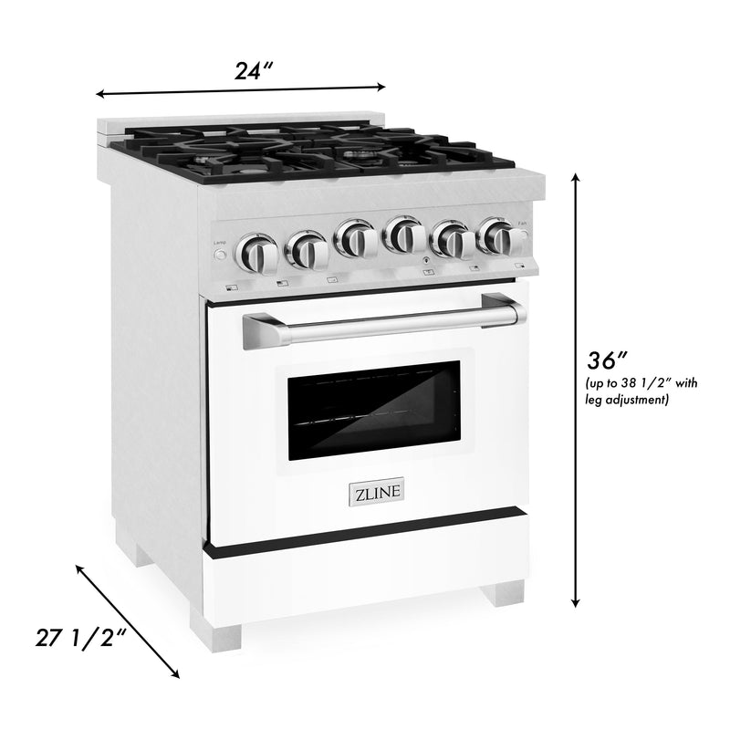 ZLINE 24 in. 2.8 cu. ft. Range with Gas Stove and Gas Oven in Fingerprint Resistant Stainless Steel with White Matte Door (RGS-WM-24)