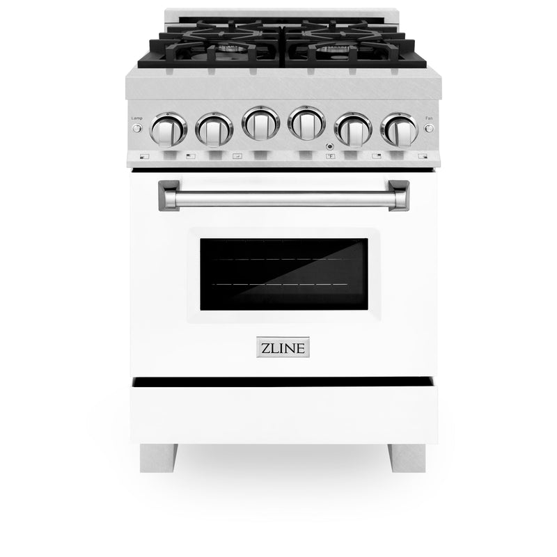 ZLINE 24 in. 2.8 cu. ft. Range with Gas Stove and Gas Oven in Fingerprint Resistant Stainless Steel with White Matte Door (RGS-WM-24)