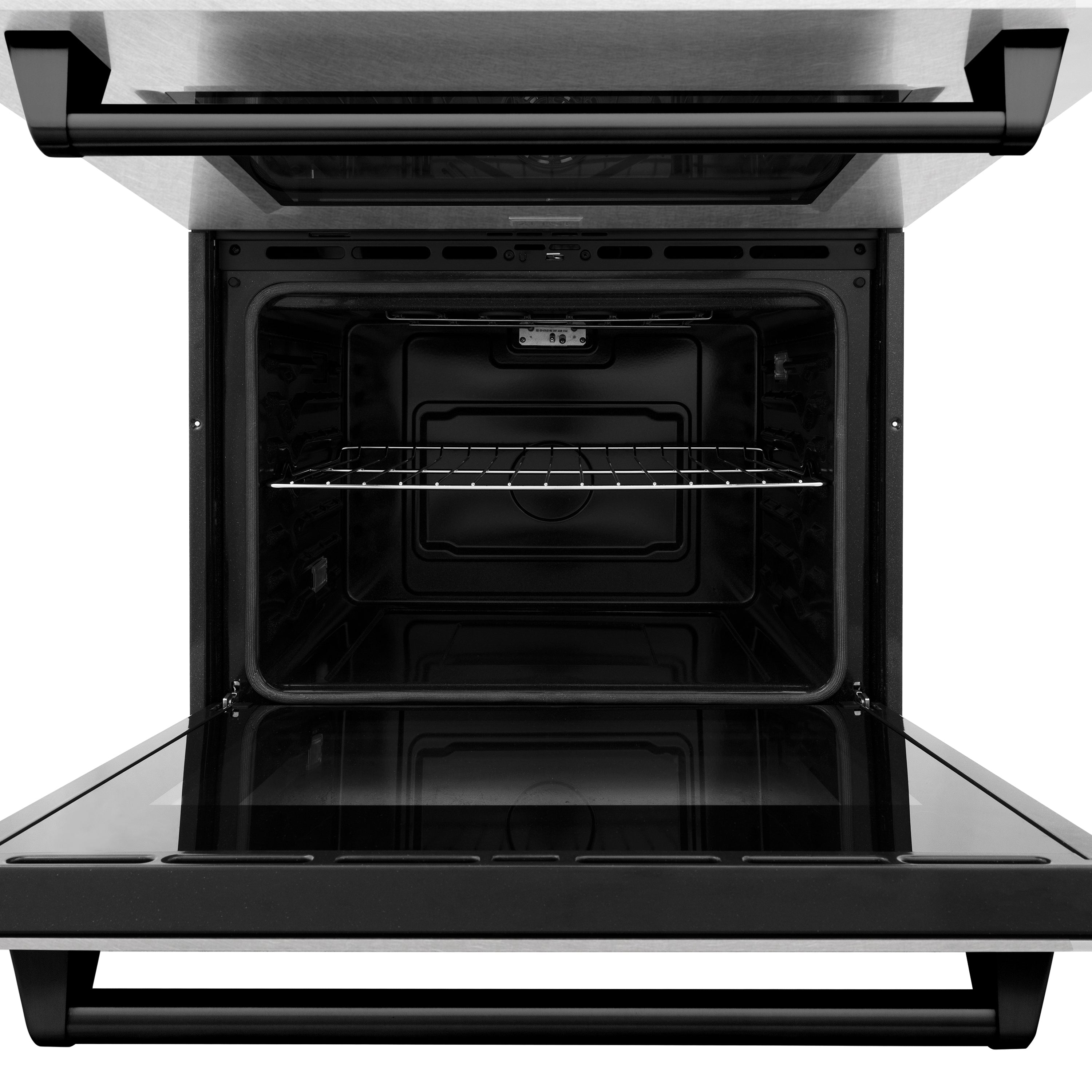 ZLINE 30 in. Autograph Edition Electric Double Wall Oven with Self Clean and True Convection in DuraSnow Stainless Steel and Matte Black Accents (AWDSZ-30-MB)