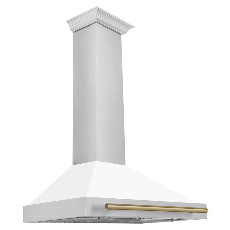 ZLINE 36 in. Autograph Edition Stainless Steel Range Hood with White Matte Shell and Accents (KB4STZ-WM36)