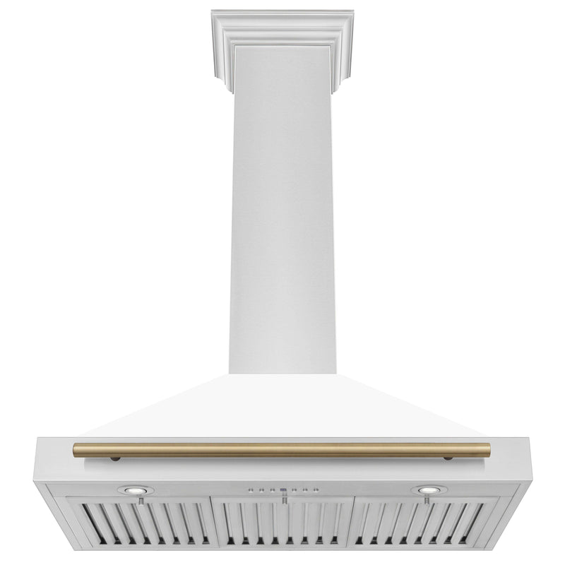 ZLINE 36 in. Autograph Edition Stainless Steel Range Hood with White Matte Shell and Accents (KB4STZ-WM36)