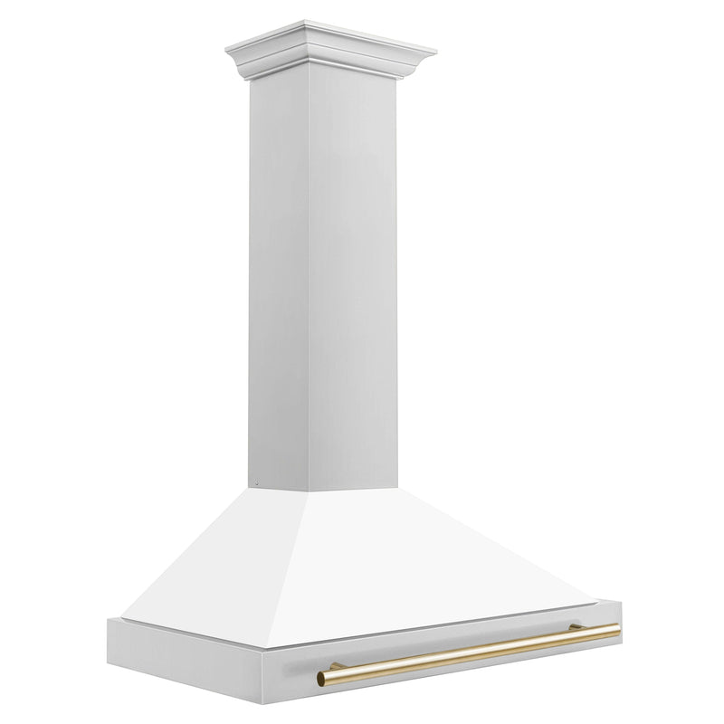 ZLINE 36 in. Autograph Edition Stainless Steel Range Hood with White Matte Shell and Accents (KB4STZ-WM36)