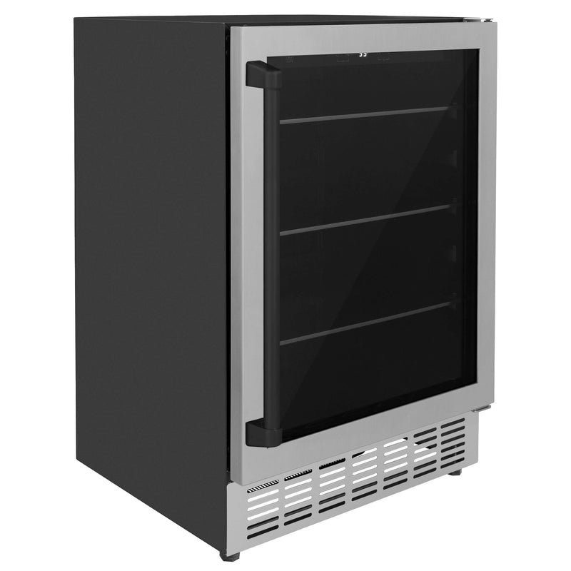 ZLINE 24 in. Monument Autograph Edition 154 Can Beverage Fridge in Stainless Steel with Matte Black Accents (RBVZ-US-24-MB)