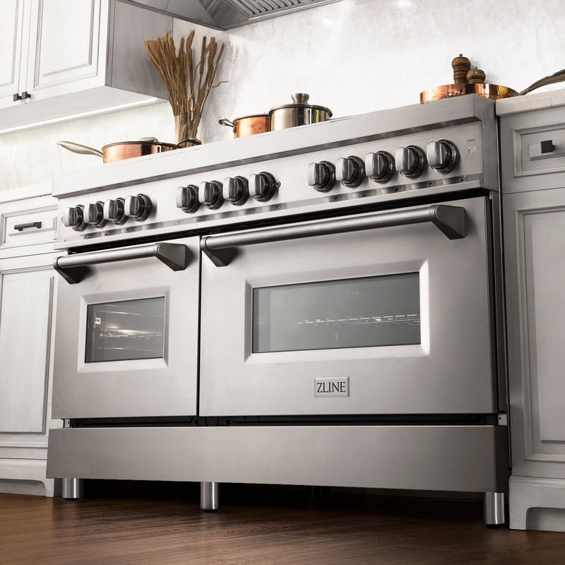 ZLINE 60 in. 7.4 cu. ft. Dual Fuel Range with Gas Stove and Electric Oven in Stainless Steel with Brass Burners (RA-BR-60)