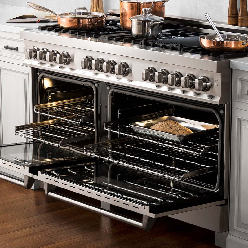 ZLINE 60 in. 7.4 cu. ft. Dual Fuel Range with Gas Stove and Electric Oven in Stainless Steel with Brass Burners (RA-BR-60)