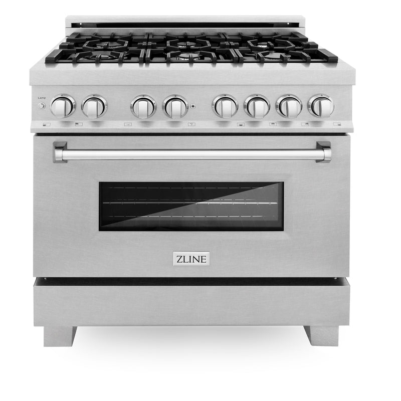 ZLINE 36 in. 4.6 cu. ft. Electric Oven and Gas Cooktop Dual Fuel Range with Griddle in Fingerprint Resistant Stainless (RAS-SN-GR-36)