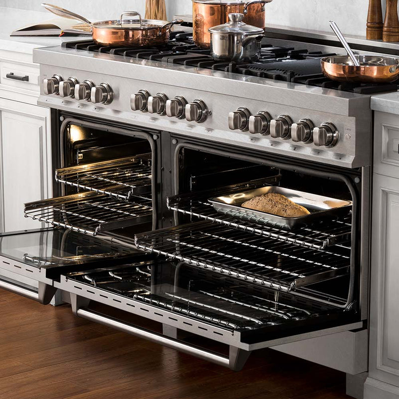 ZLINE 60 in. 7.4 cu. ft. Dual Fuel Range with Gas Stove and Electric Oven in Fingerprint Resistant Stainless Steel with Brass Burners (RAS-BR-60)