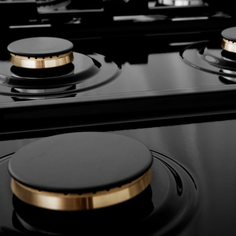 ZLINE Autograph Edition 36 in. Porcelain Rangetop with 6 Gas Burners in Stainless Steel with Matte Black Accents (RTZ-36-MB)