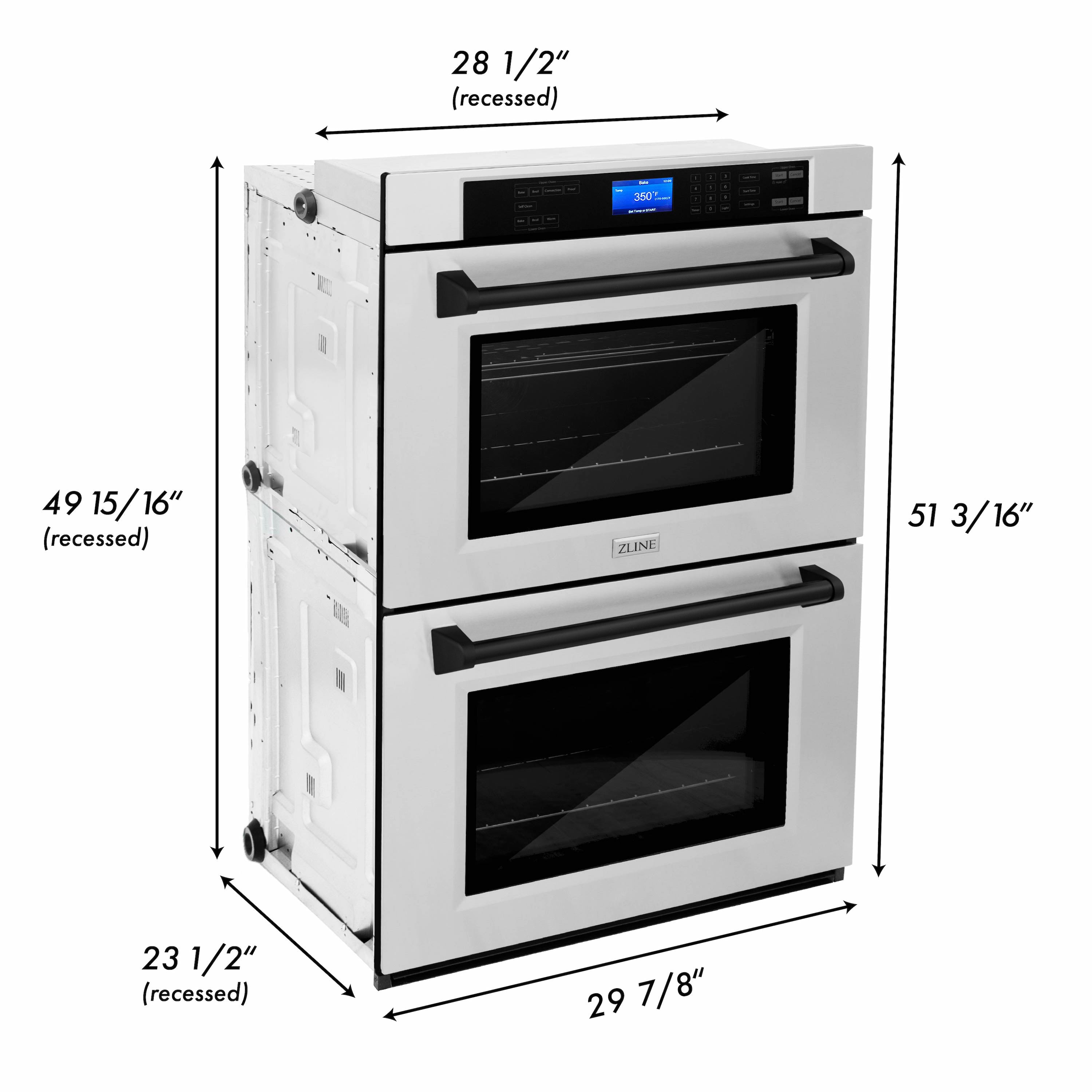 ZLINE 30 in. Autograph Edition Electric Double Wall Oven with Self Clean and True Convection in Stainless Steel and Matte Black Accents (AWDZ-30-MB)