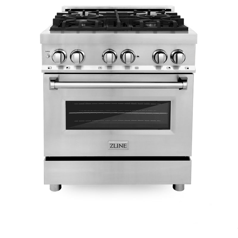 ZLINE 30 in. Kitchen Package with Stainless Steel Dual Fuel Range with a 30 in. Over the Range Microwave, and Stainless Steel Dishwasher (3KP-RAOTR30-DW)