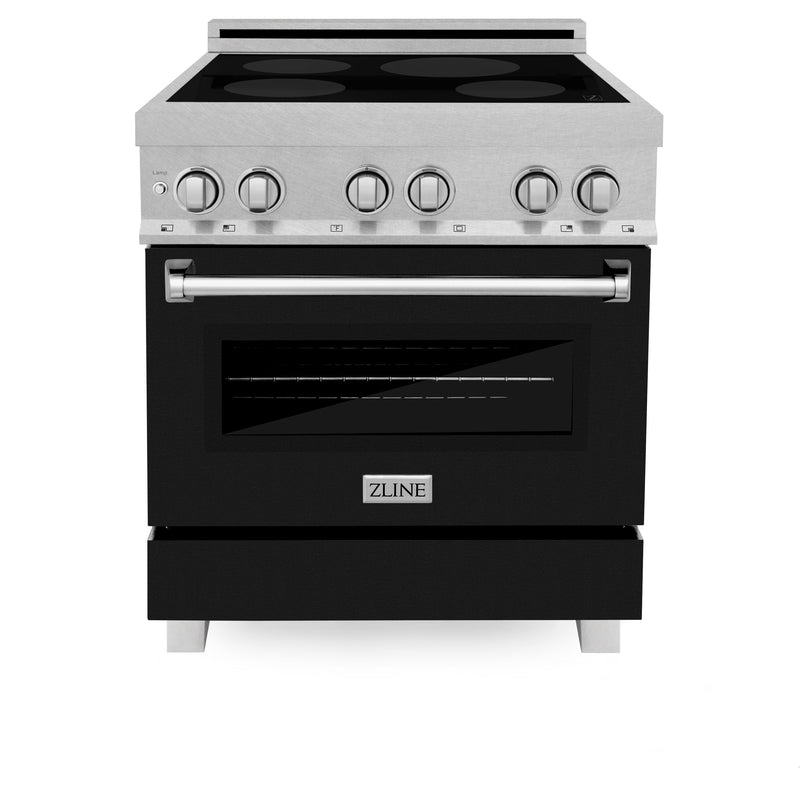 ZLINE 30 IN. 4.0 cu. ft. Induction Range in Fingerprint Resistant Stainless Steel with a 4 Element Stove, Electric Oven, and Black Matte Door (RAINDS-BLM-30)