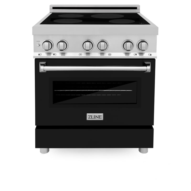 ZLINE 30 in. 4.0 cu. ft. Induction Range with a 4 Induction Element Stove and Electric Oven in Stainless Steel with Black Matte Door (RAIND-BLM-30)