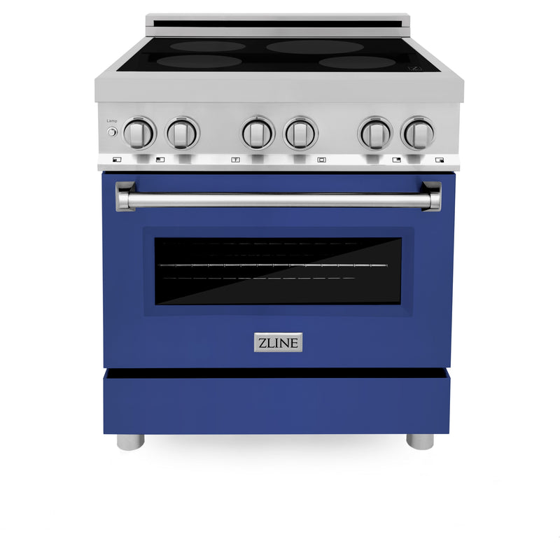 ZLINE 30 in. 4.0 cu. ft. Induction Range with a 4 Induction Element Stove and Electric Oven in Stainless Steel with Blue Matte Door (RAIND-BM-30)