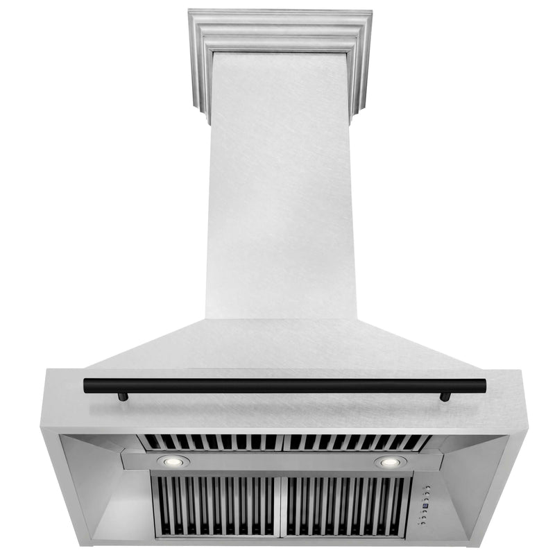 36 in. ZLINE Autograph Edition Fingerprint Resistant Stainless Steel Range Hood with Stainless Steel Shell and Colored Handle (8654SNZ-36)