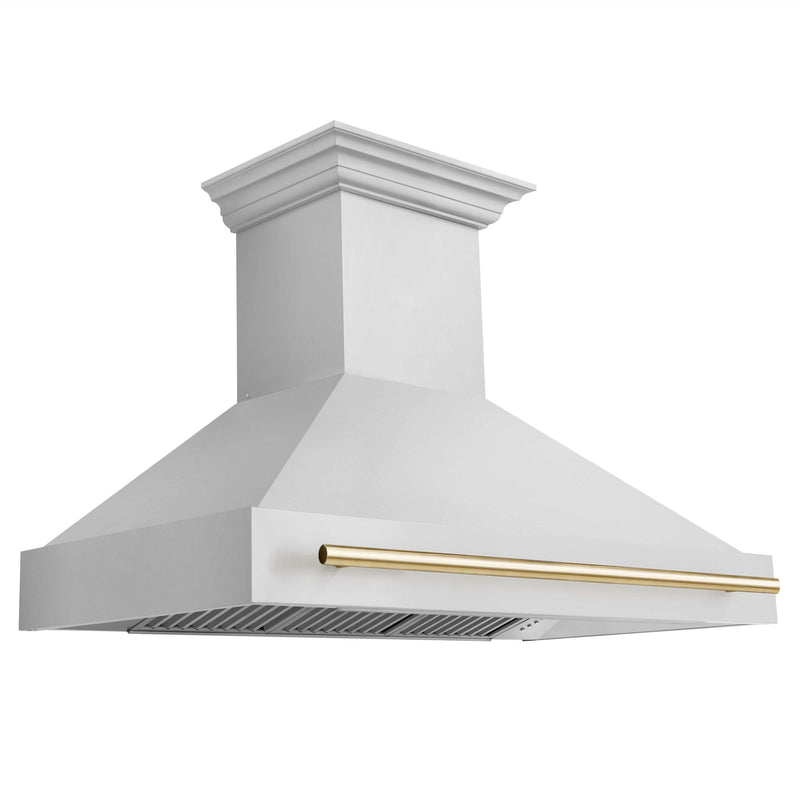 ZLINE 48 in. Autograph Edition Stainless Steel Range Hood with Stainless Steel Shell and Polished Gold Handle (8654STZ-48-G)