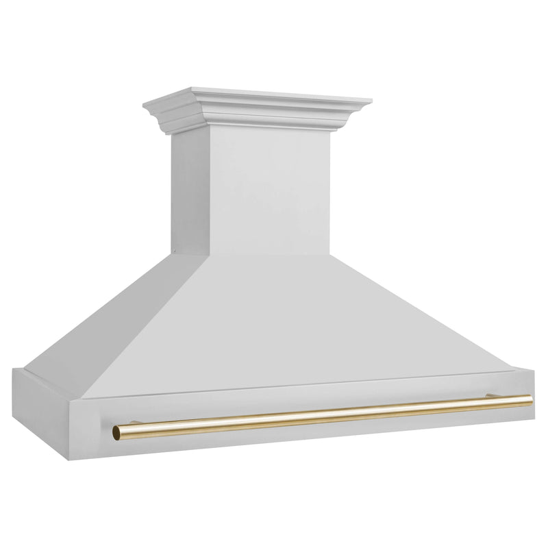 ZLINE 48 in. Autograph Edition Stainless Steel Range Hood with Stainless Steel Shell and Champagne Bronze Handle (8654STZ-48-CB)