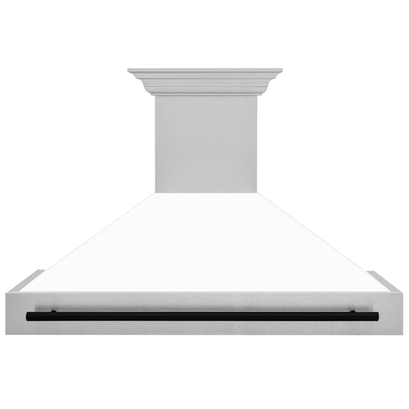 ZLINE 48 in. Autograph Edition Fingerprint Resistant Stainless Steel Range Hood with White Matte Shell and Accented Handle (8654SNZ-WM48)