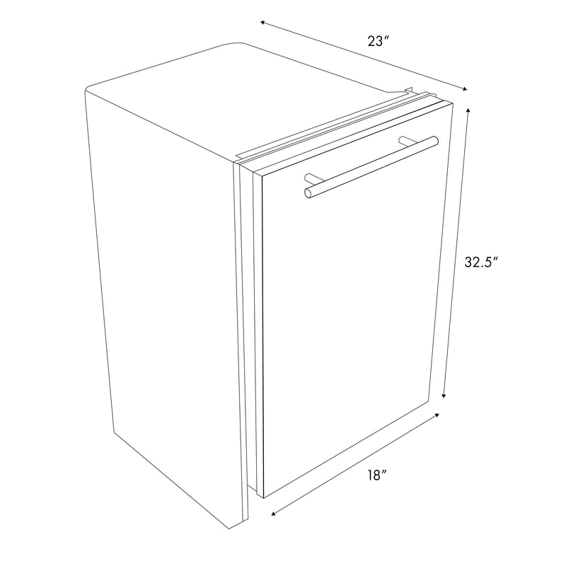 ZLINE 18 in. Compact Top Control Dishwasher with White Matte Panel and Traditional Handle, 52dBa (DW-WM-18)